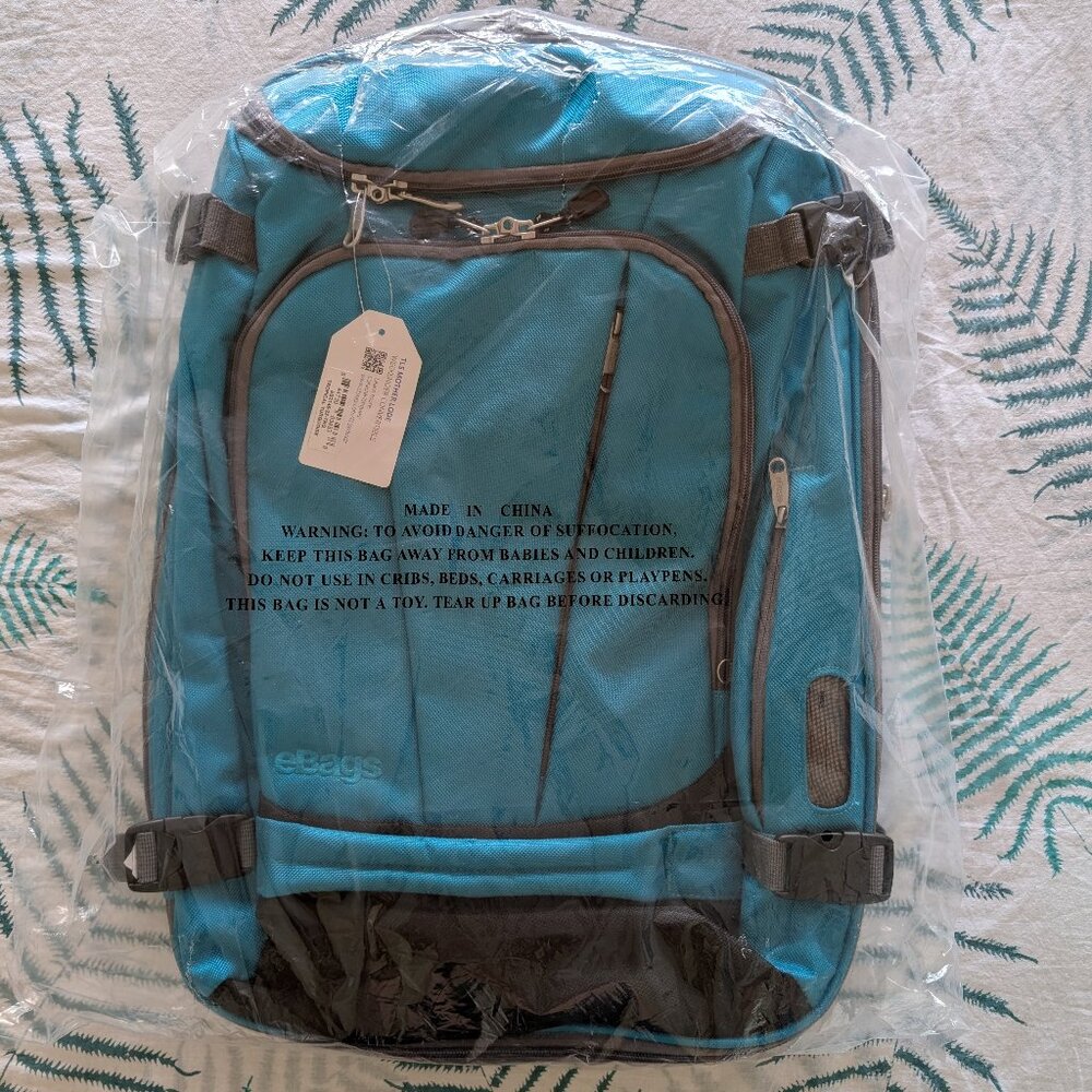 eBags TLS Mother Lode Weekender Convertible Travel Backpack, Turquoise, New